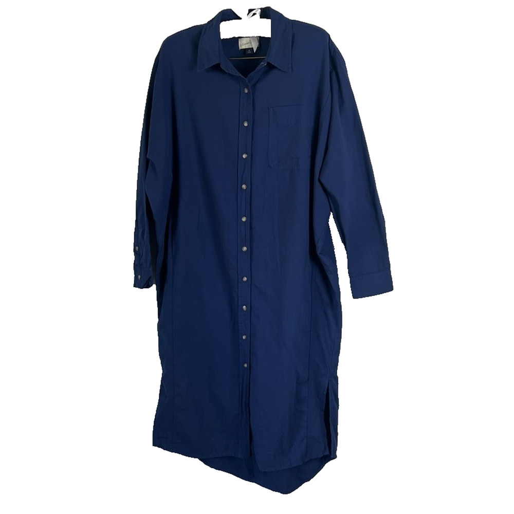 Universal Thread Button Up Shirt Dress Women's Medium Collared Long Sleeve Navy